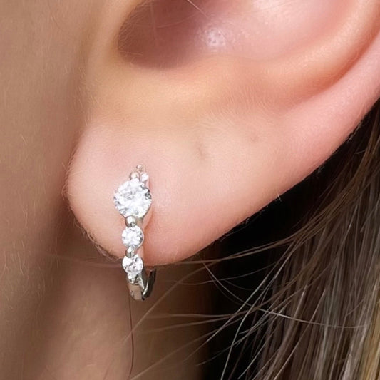 STERLING SILVER DAINTY SPARKLE HOOPS