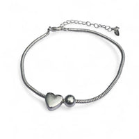 STERLING SILVER BEADED HEART BRACELET