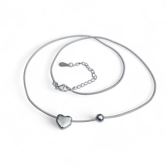 STERLING SILVER HEART BEAD NECKLACE