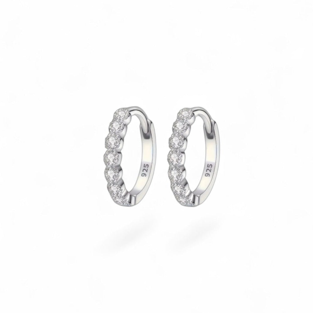 STERLING SILVER DAINTY DIAMANTE HOOPS