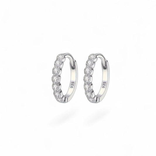 STERLING SILVER DAINTY DIAMANTE HOOPS