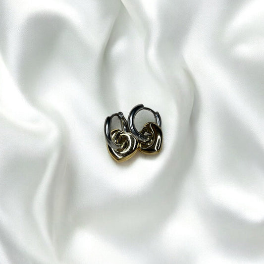 TWO TONE HEART HOOPS