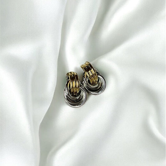 DOUBLE KNOT EARRINGS - SILVER + GOLD
