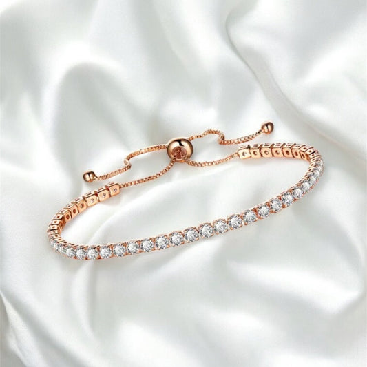Rose Gold Sparkle Slider Tennis Bracelet