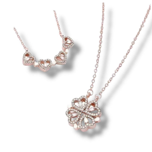 ROSE GOLD OPEN HEART CLOVER NECKLACE