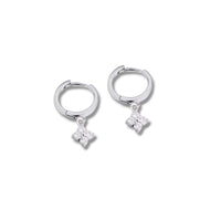 SILVER CLOVER HOOPS