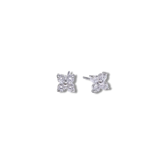 SILVER CLOVER STUDS
