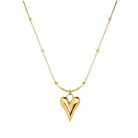 GOLD BEADED DETAIL HEART PENDANT NECKLACE