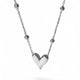 BEADED DETAIL HEART PENDANT NECKLACE - SILVER