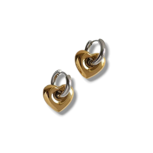 TWO TONE HEART HOOPS