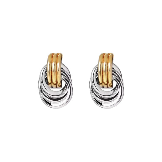 DOUBLE KNOT EARRINGS - SILVER + GOLD