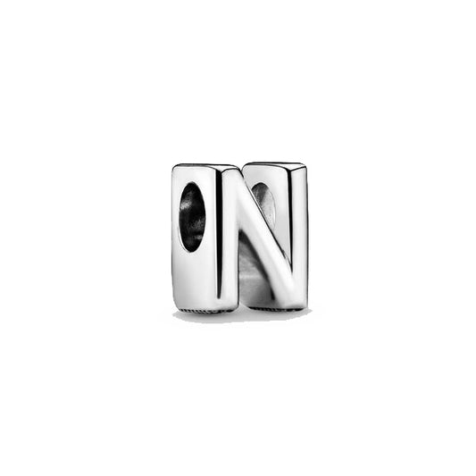 Letter N Charm Silver