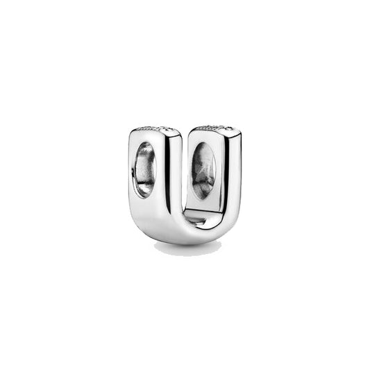 Letter U Charm Silver