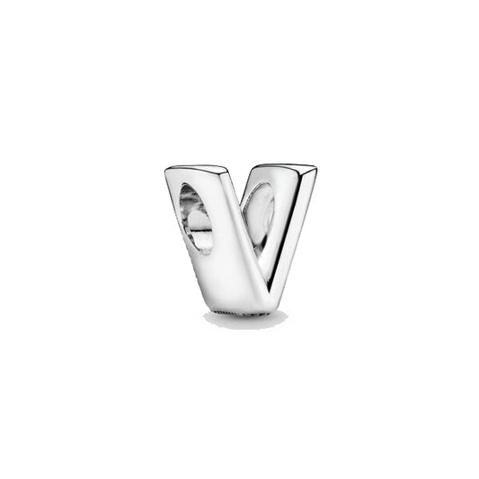 Letter V Charm Silver