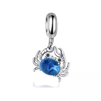 BLUE SILVER DANGLE CRAB CHARM