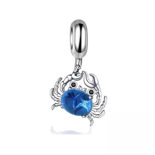 BLUE SILVER DANGLE CRAB CHARM