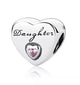 Daughter Silver Heart Pink Gem Stone