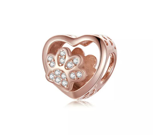Dog Paw Open Heart Gold