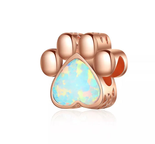 Shimmer Puppy Paw Charm Gold Blue