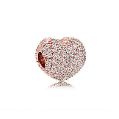 GEM ENCRUSTED ROUNDED ROSE GOLD HEART