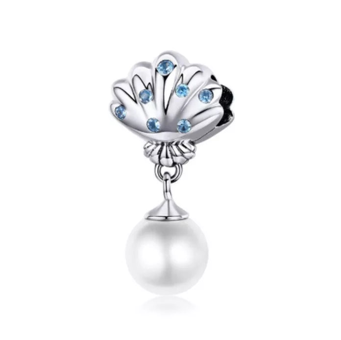 OYSTER AND PEARL DANGLE CHARM BLUE