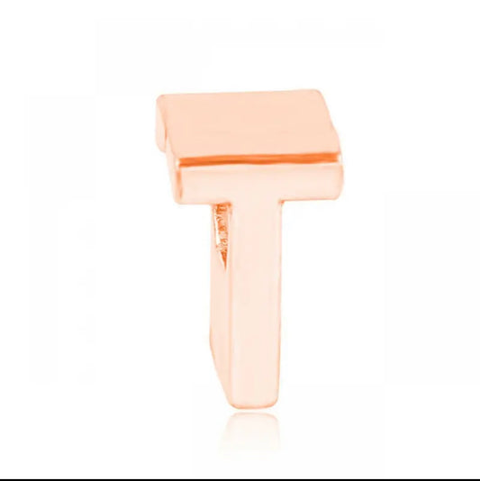 Letter T Charm Rose Gold