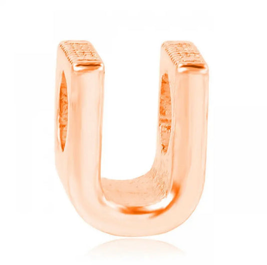 Letter U Charm Rose Gold