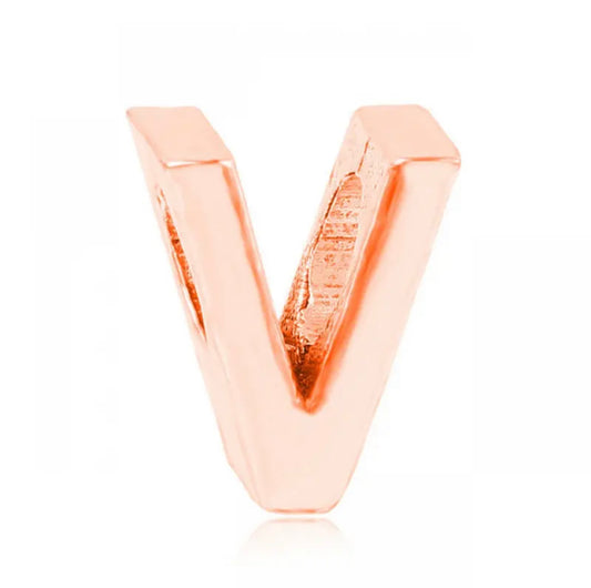 Letter V Charm Rose Gold