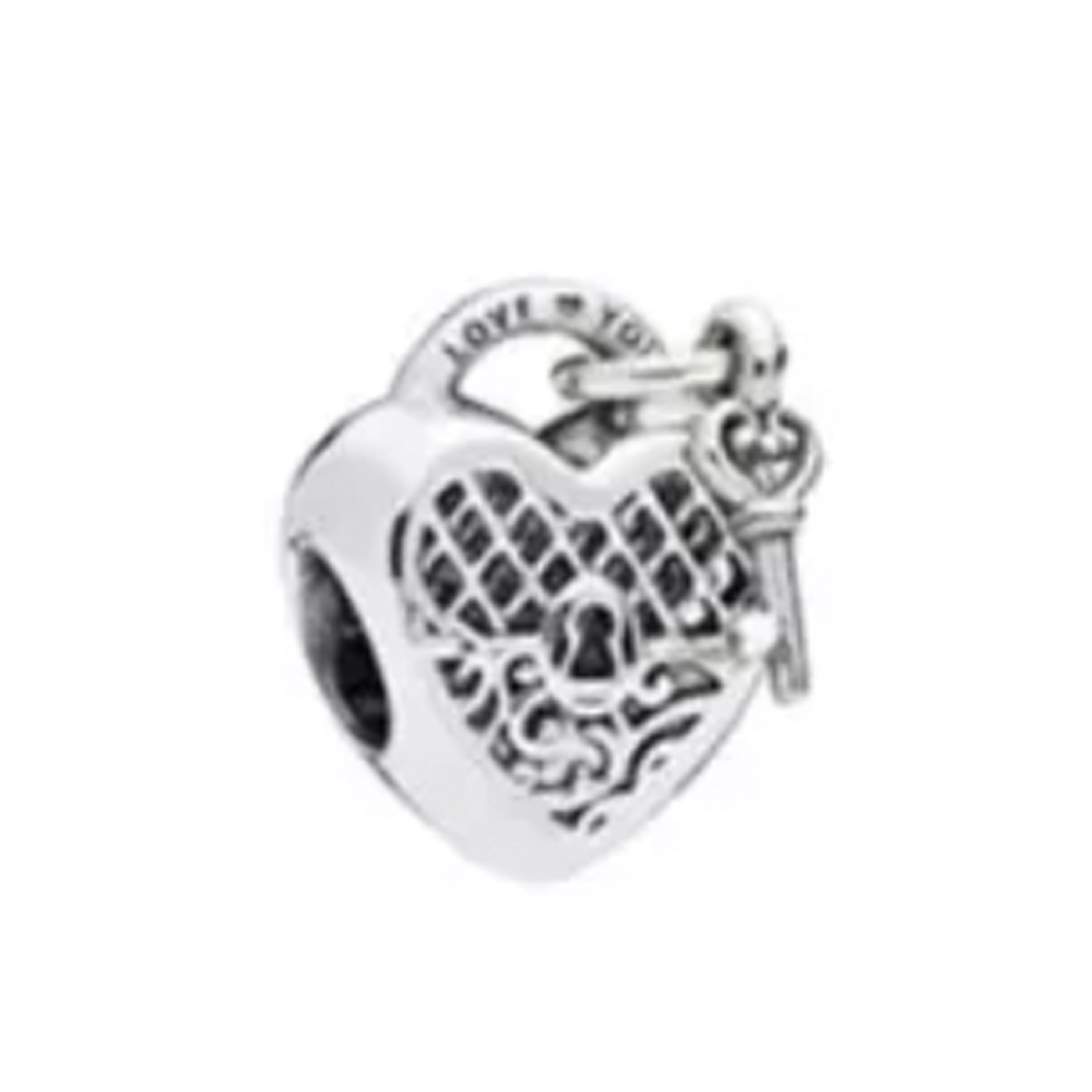 LOVE YOU PADLOCKED HEART SILVER