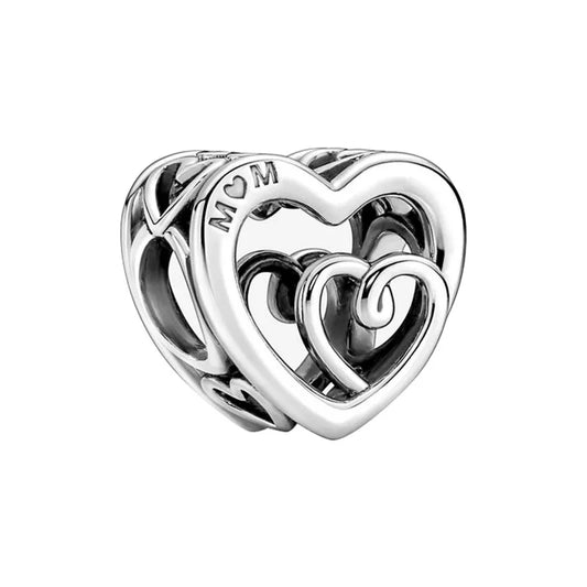 Mum Silver Open Heart Charm
