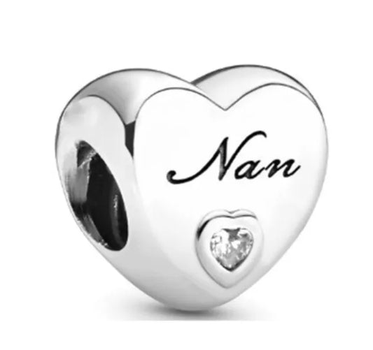 Nan Silver Heart Clear Gem Stone