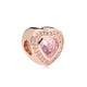PINK CENTRE HEART ROSE GOLD CHARM