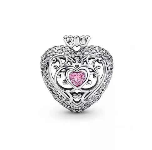 REGAL PINK GEMSTONE CARVED HEART SILVER