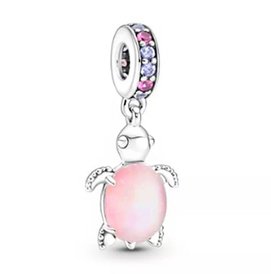 SEA TURTLE DANGLE CHARM PINK SPARKLE