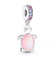 SEA TURTLE DANGLE CHARM PINK SPARKLE