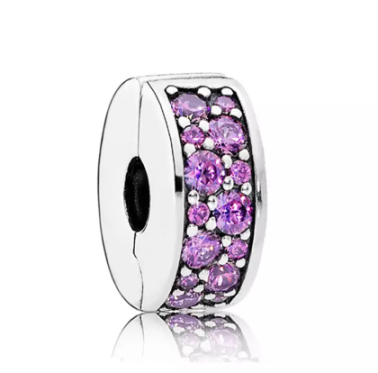 Pave' Silver & Lilac Stone Spacer Charm