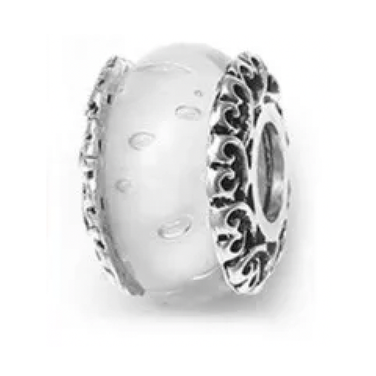 White Silver Crystal Spacer Charm