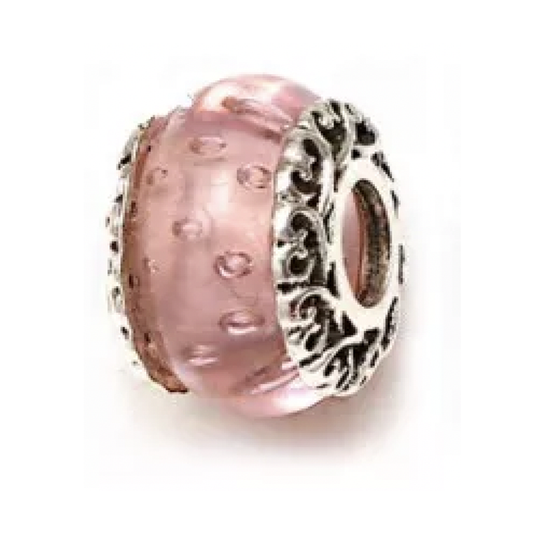 Pink Silver Crystal Spacer Charm
