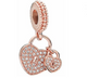 TWIN PADLOCK ROSE GOLD HEARTS CHARM